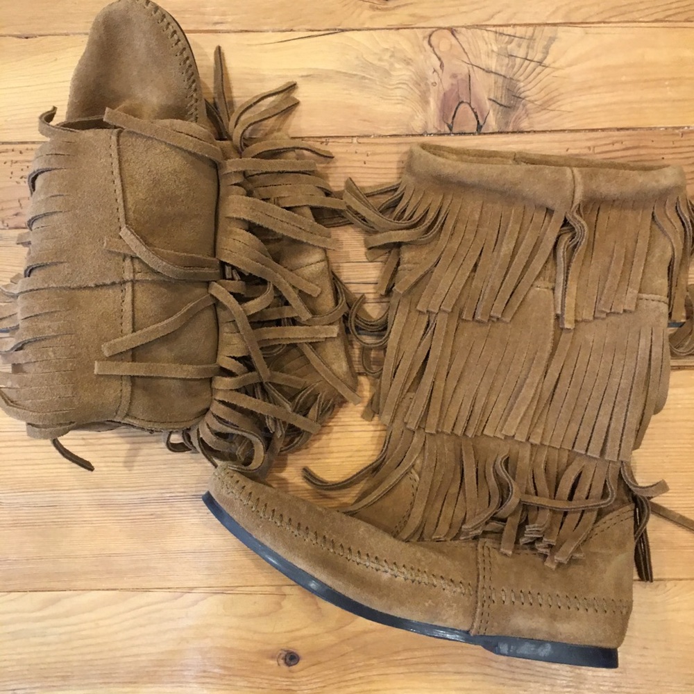 Fringe boots. New without tags.